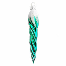 Light Green Retro Twist Icicle Blown Glass Christmas Ornament ~ Czech Republic ~ 5" long