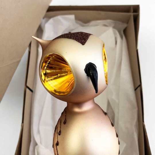 Blown Glass Owl Tree Topper ~ Czech Republic ~ 6-1/2" tall