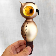 Blown Glass Owl Tree Topper ~ Czech Republic ~ 6-1/2" tall