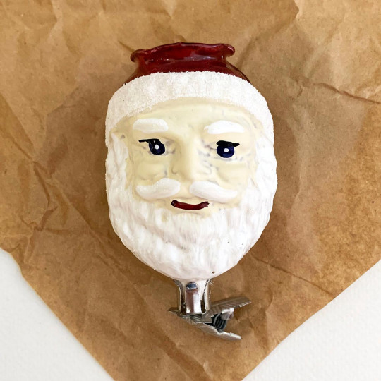 Santa Lantern Clipping Blown Glass Ornament ~ Germany ~ 3" tall