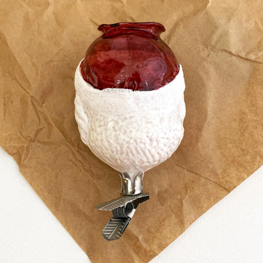 Santa Lantern Clipping Blown Glass Ornament ~ Germany ~ 3" tall