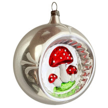 Mushroom Indent Blown Glass Ornament ~ Germany ~ 3" tall