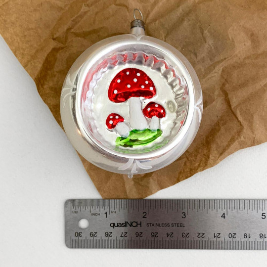Mushroom Indent Blown Glass Ornament ~ Germany ~ 3" tall