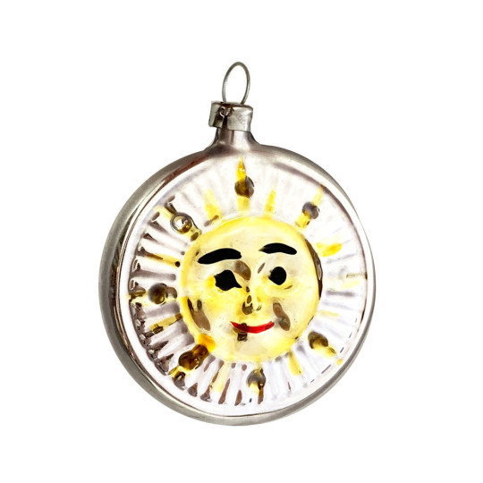 Radiant Sun Blown Glass Ornament ~ Germany ~ 2" across