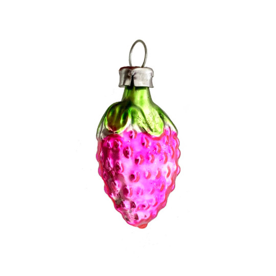 Petite Light Pink Strawberry Blown Glass Ornament ~ Germany ~ 1-1/2" tall