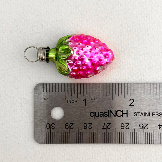 Petite Light Pink Strawberry Blown Glass Ornament ~ Germany ~ 1-1/2" tall