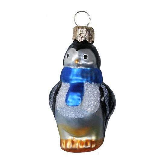 Petite Penguin with Blue Scarf Ornament ~ Germany ~ 2"