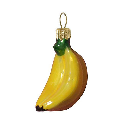 Blown Glass Yellow Bananas Ornament ~ Poland