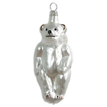 Matte White Bear Blown Glass Ornament ~ Germany ~ 4" tall
