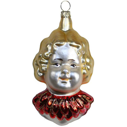 Angel Head with Dark Red Wings Blown Glass Ornament ~ Germany ~ 3-3/4" tall