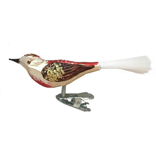 Matte White Clipping Bird Ornament ~ Germany ~ 4" long
