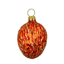 Matte Copper Blown Glass Walnut Ornament ~ Germany ~ 2-1/4" tall