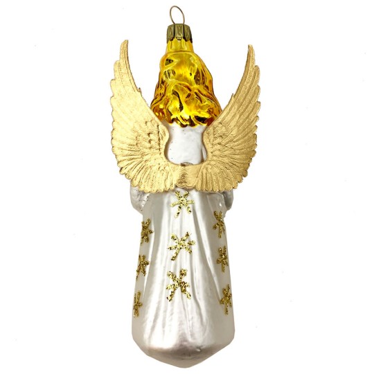 Large Praying Angel Blown Glass Ornament ~ Germany ~ 6" tall