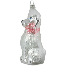 Poodle Dog Blown Glass Ornament ~ Czech Republic ~ 4" tall