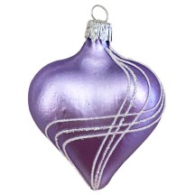Lavender Glass Heart Ornament ~ Czech Republic ~ 2-1/2" tall