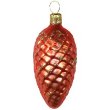 Matte Orange Pine Cone Christmas Ornament ~ Czech Republic ~ 3-1/2" long