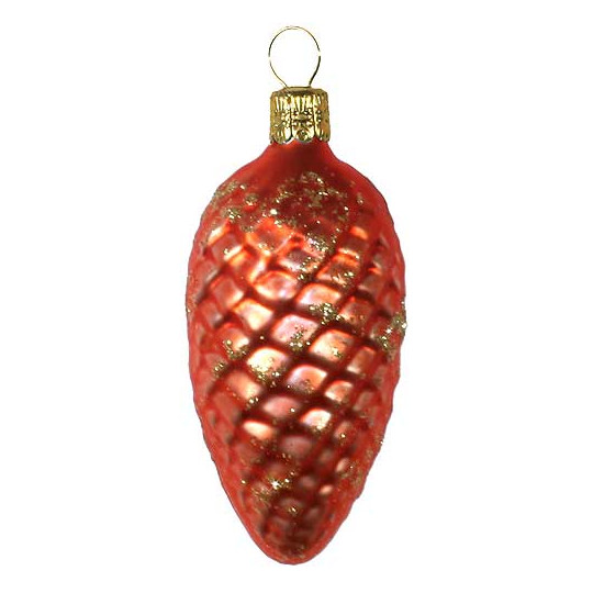 Matte Orange Pine Cone Christmas Ornament ~ Czech Republic ~ 3-1/2" long