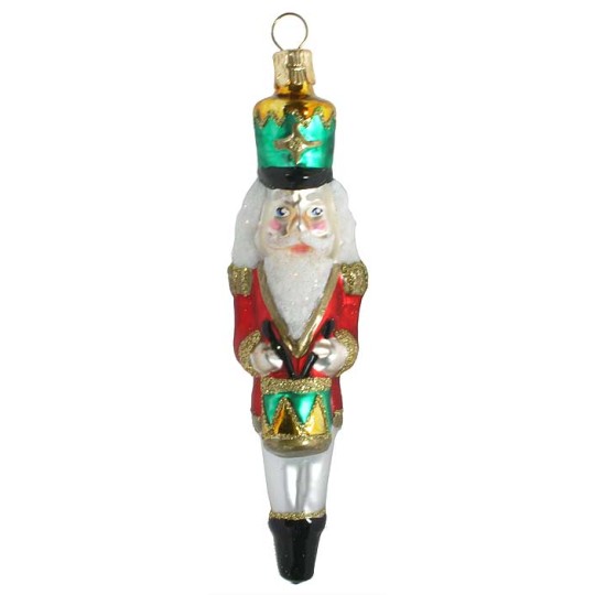 Nutcracker with Drum Blown Glass Ornament ~ Czech Republic ~ 5" tall