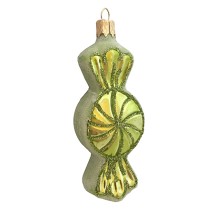 Green Candy Twist Glass Ornament ~ Czech Republic ~ 3-1/2" long