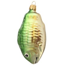 Blown Glass Green Fish Ornament ~ Czech Republic ~ 3-1/2" tall