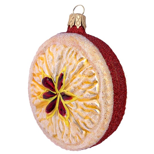 Large Grapefruit Slice Glass Ornament ~ Czech Republic ~ 3" across