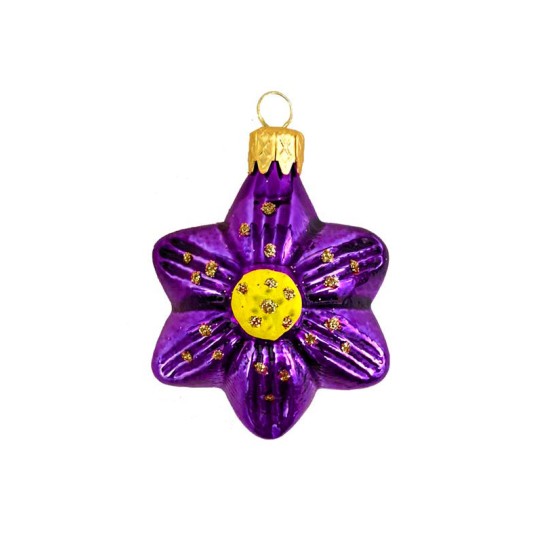 Small Purple Flower Ornament ~ Czech Republic ~ 1-3/4" tall
