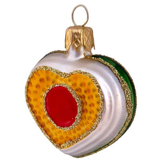 Petite Multi-color Glass Heart Ornament ~ Czech Republic ~ 1-1/2" tall
