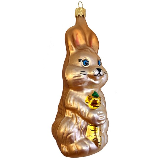 XL Easter Bunny Blown Glass Ornament ~ Czech Republic ~ 5" tall
