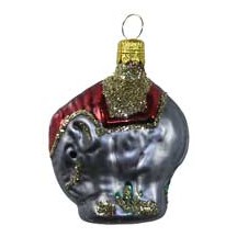 Petite Blown Glass Elephant Ornament ~ Czech Republic ~ 2-1/2" tall