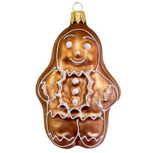 Gingerbread Man Blown Glass Christmas Ornament ~ Czech Republic ~ 3-5/8" tall