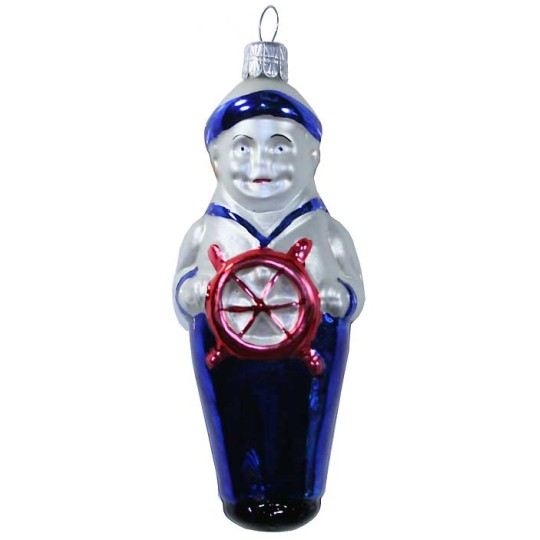 Blown Glass Sailor Ornament ~ Czech Repub. ~ 4-1/2" long