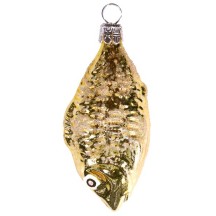 Gold Fish Blown Glass Ornament ~ Czech Republic ~ 3-1/2" tall