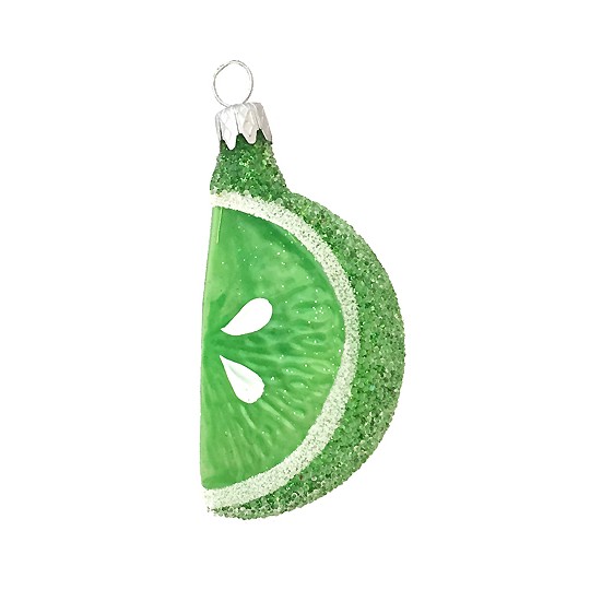 Translucent Clear Glass Lime Slice Ornament ~ Czech Republic ~ 2-1/2" long