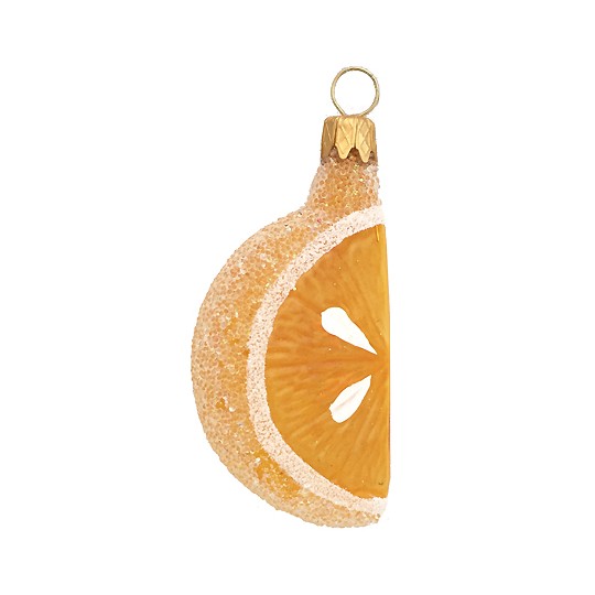 Translucent Clear Glass Citrus Slice Ornament ~ Czech Republic ~ 2-1/2" long
