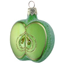 Green Sugared Apple Ornament ~ Czech Republic ~ 2-1/2" long