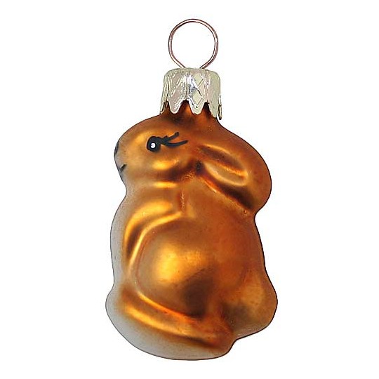 Miniature Brown Bunny Blown Glass Ornament ~ Czech Republic ~ 1-3/4" tall