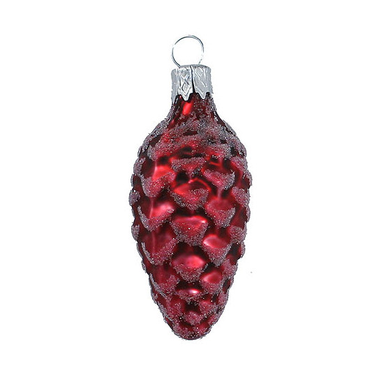 Petite Matte Burgundy Pine Cone Ornament ~ Czech Republic ~ 2-3/8" long