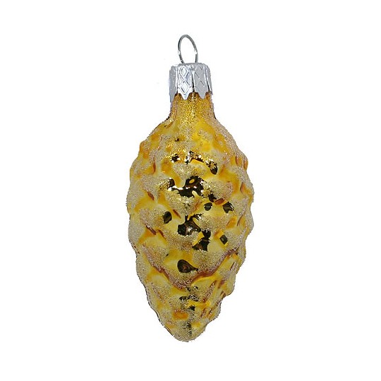 Petite Shiny Gold Pine Cone Ornament ~ Czech Republic ~ 2-3/8" long