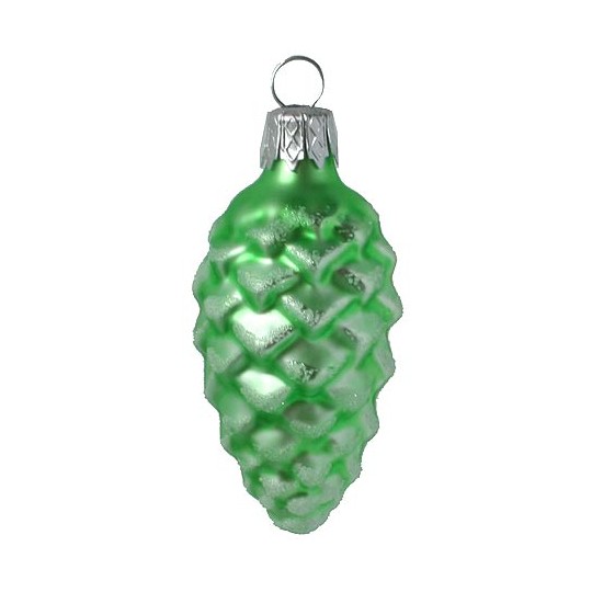 Petite Matte Light Green Pine Cone Ornament ~ Czech Republic ~ 2-3/8" long