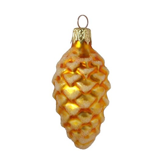 Petite Matte Golden Yellow Pine Cone Ornament ~ Czech Republic ~ 2-3/8" long