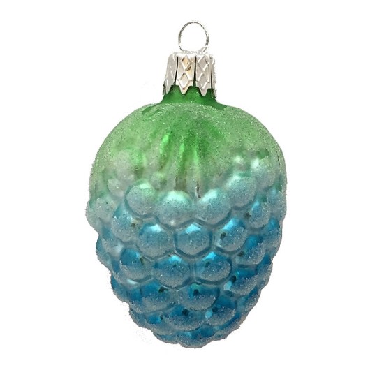 Blue Berry Blown Glass Ornament ~ Czech Republic ~ 2-1/4" long