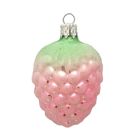Light Pink Berry Blown Glass Ornament ~ Czech Republic ~ 2-1/4" long