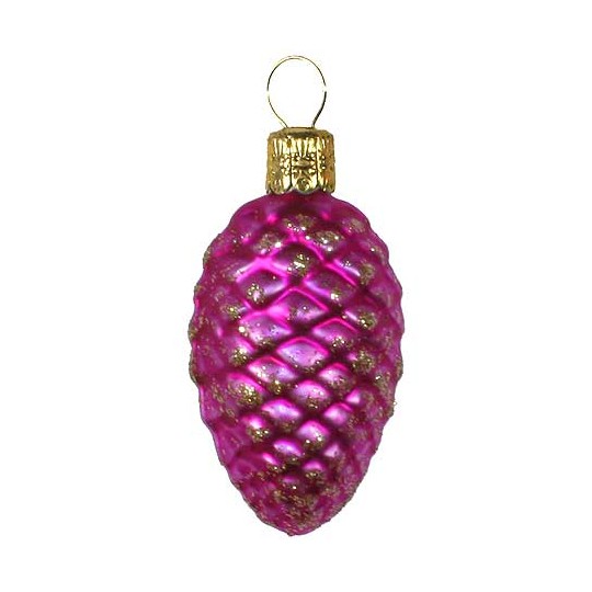 Matte Hot Pink Petite Pine Cone Ornament ~ Czech Republic ~ 2-1/2" long
