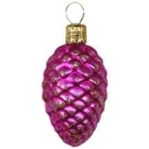 Matte Hot Pink Petite Pine Cone Ornament ~ Czech Republic ~ 2-1/2" long
