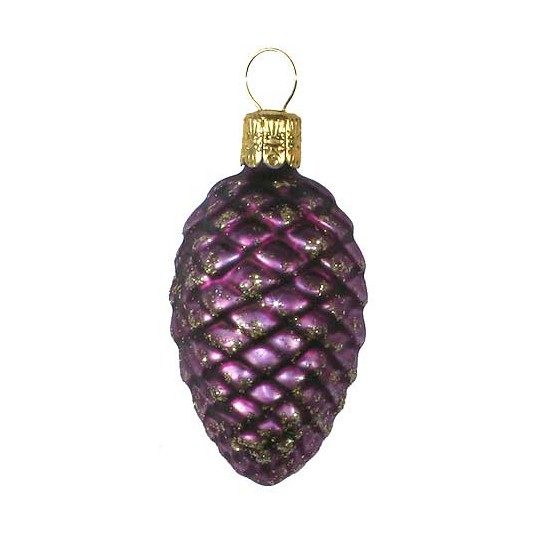 Matte Purple Petite Pine Cone Ornament ~ Czech Republic ~ 2-1/2" long