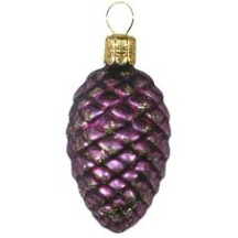 Matte Purple Petite Pine Cone Ornament ~ Czech Republic ~ 2-1/2" long