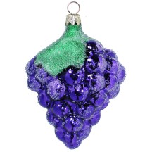 Dark Purple Grapes Blown Glass Ornament ~ Czech Republic ~ 3-1/4" long