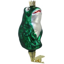 Frog Prince with Crown Clipping Blown Glass Ornament ~ Czech Republic ~ 3-1/2" tall