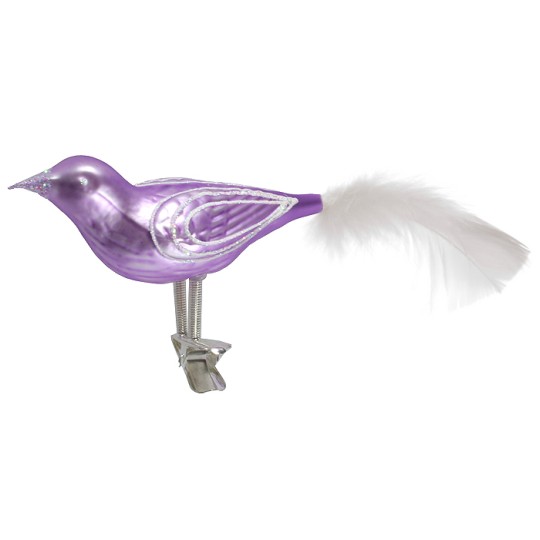 Large Matte Light Purple Blown Glass Bird ~ Czech Republic ~ 7" long