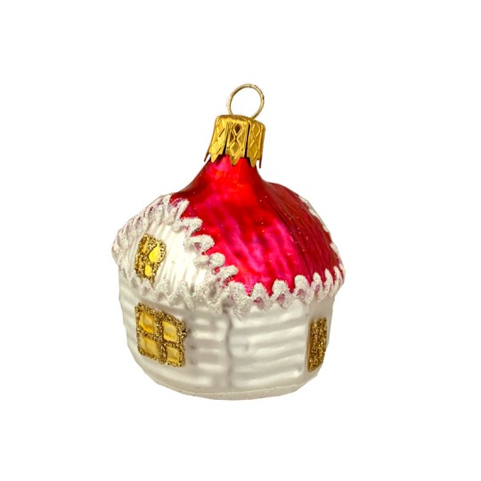 Small Red Roof Cottage Christmas Ornament ~ Czech Republic ~ 2" tall
